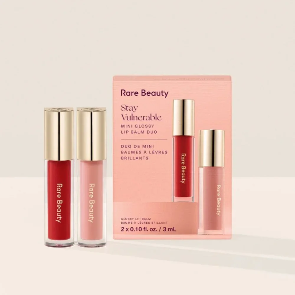 NWT Rare Beauty by Selena Gomez Stay Vulnerable Mini Glossy Lip Balm Duo